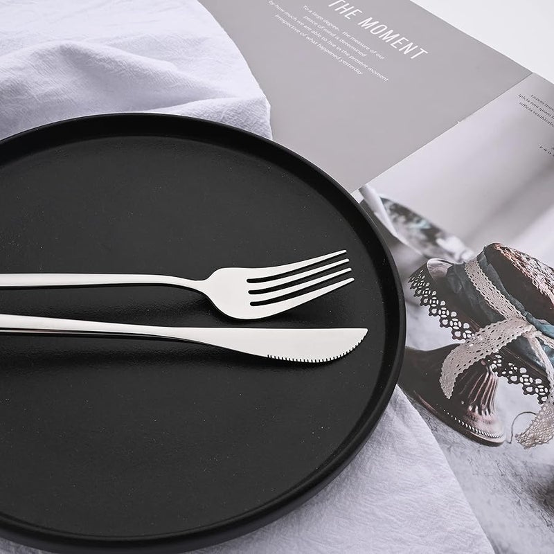 24 Piece Mirror Finish Stainless Steel Silverware Set Service For 4 Dishwasher Safe - Image 3